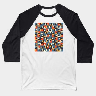 Vintage Geometric Tile Blue Orange Yellow Baseball T-Shirt